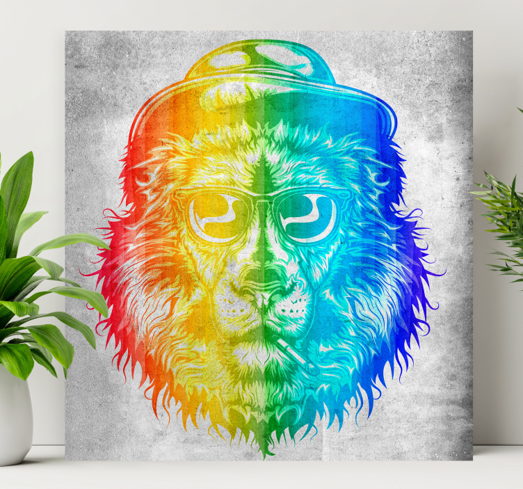 Vibrant Lion Portrait animal canvas wall art - TenStickers