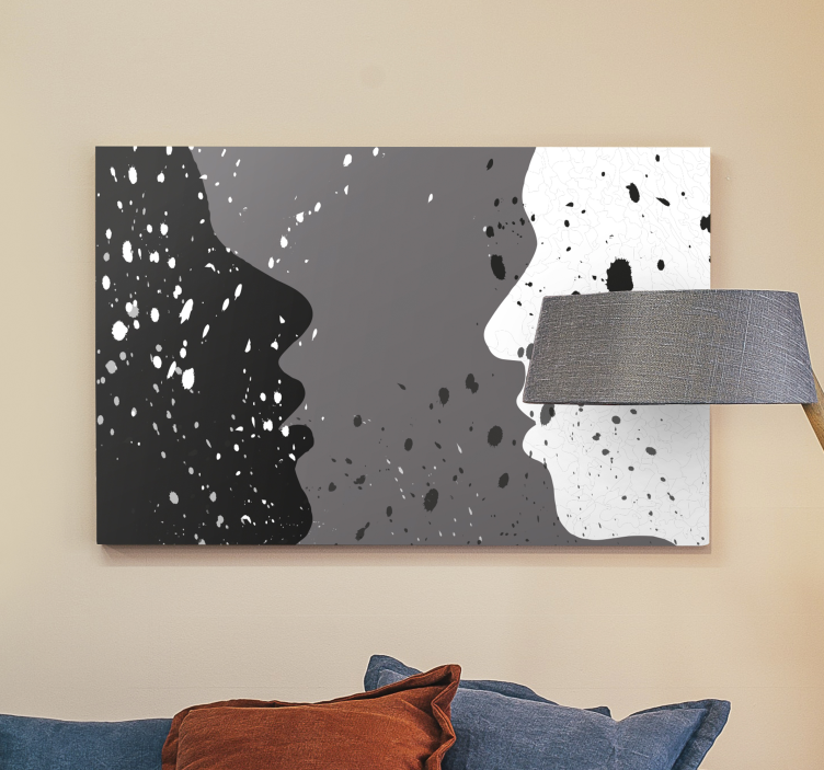 White and dark half face people canvas print - TenStickers