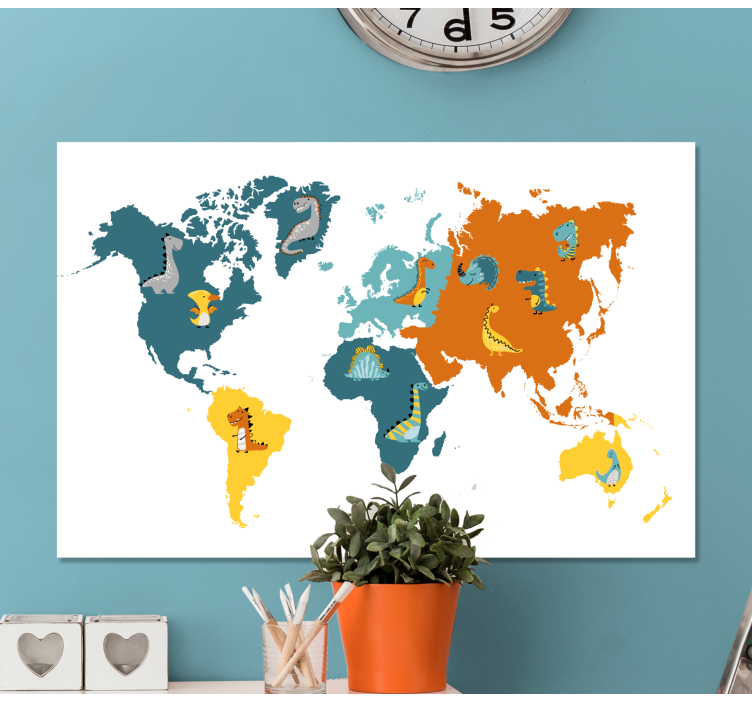World map wall art interactive animal map - TenStickers