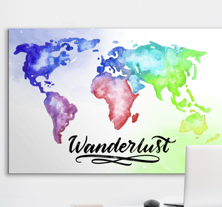 World map wall art vibrant global map - TenStickers