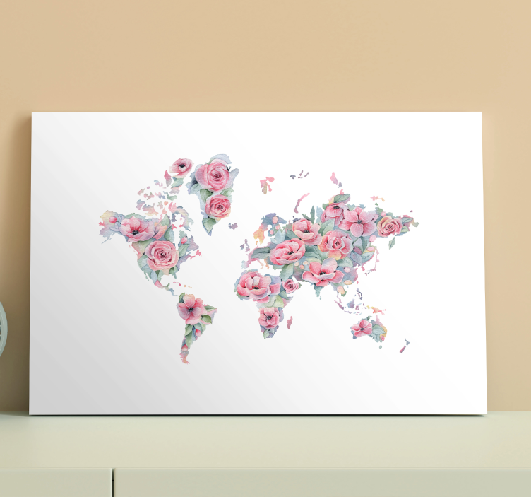 World map with Roses world map canvas - TenStickers