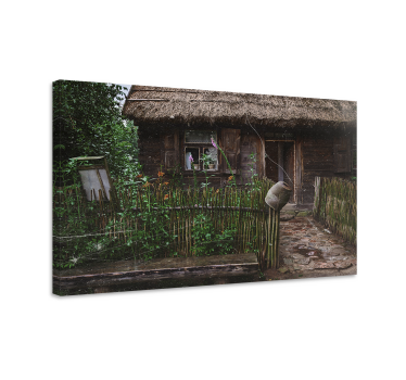 Cottagecore classical old house Tree canvas print - TenStickers