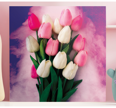 Colourful tulips floral canvas - TenStickers