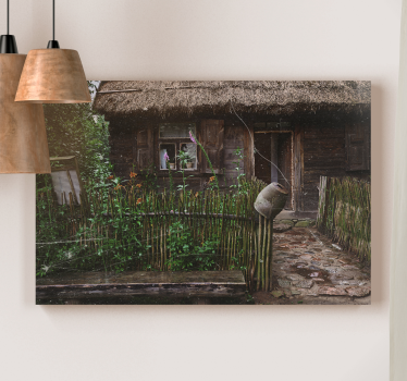 Cottagecore classical old house Tree canvas print - TenStickers