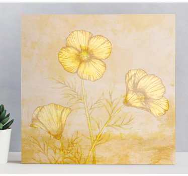 Flowers canvas golden bloom arrangement - TenStickers