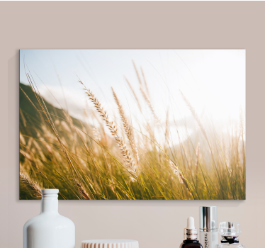 Flowers canvas golden grass meadows - TenStickers