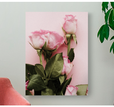 Flowers canvas pink rose bouquet - TenStickers