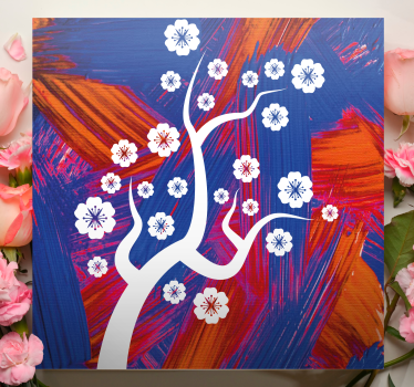 Flowers canvas white blossom tree - TenStickers
