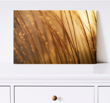Flowers canvas with golden grass design - TenStickers
