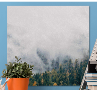 Misty forest landscape tree canvas wall art - TenStickers