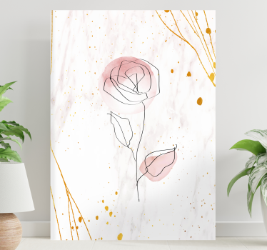 Rose on golden background 3D canvas pictures - TenStickers