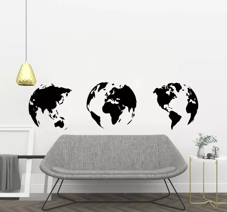3 Earth map of each continent - TenStickers