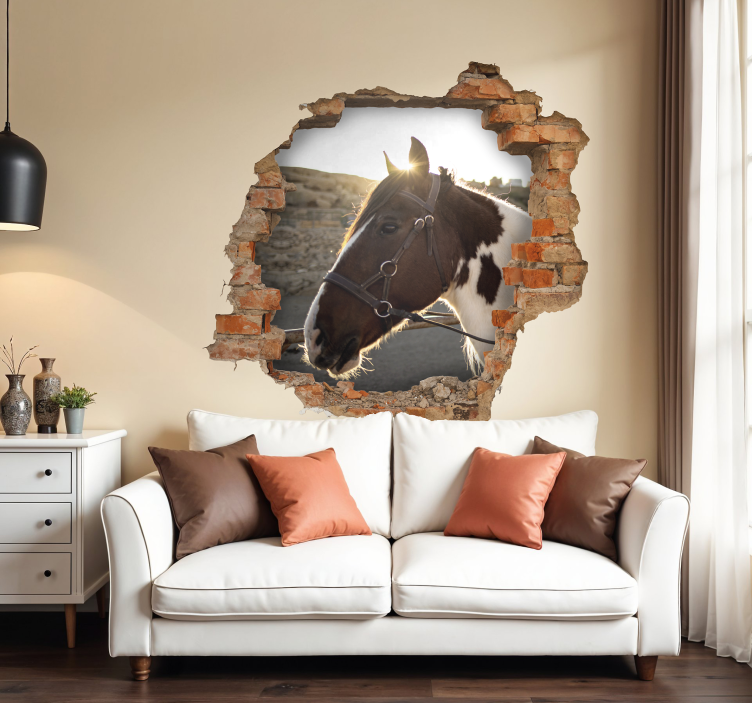 3D effect horses heads animal wall sticker - TenStickers