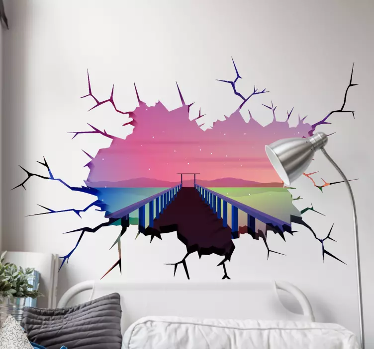 3D Stars bridge visual effects wall decal - TenStickers