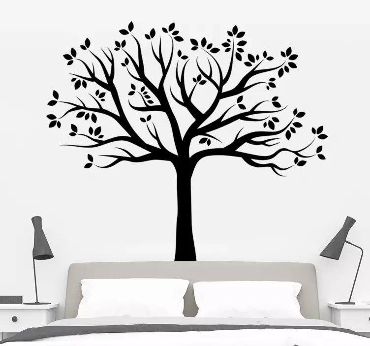 Silhouette autumn tree living room wall sticker - TenStickers