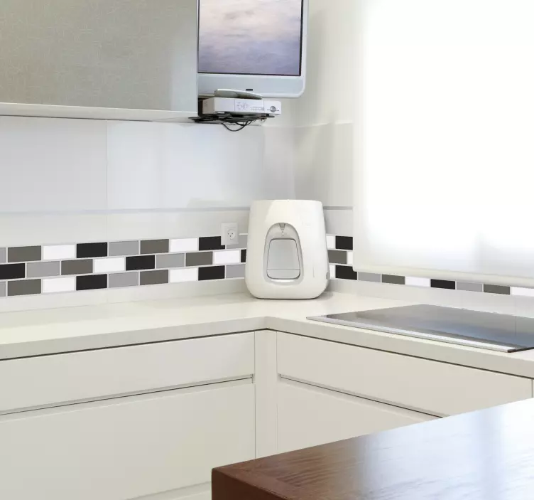 Grey Tones Tile Border Sticker - TenStickers