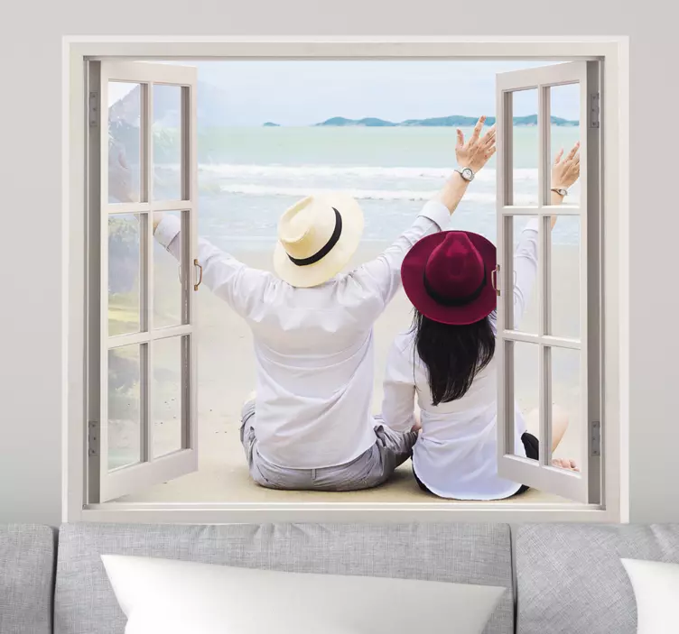 Personalised photo window view design 3d wall sticker - TenStickers