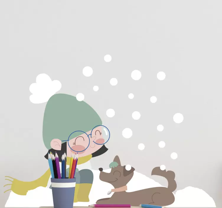 Child Petting Dog pet sticker - TenStickers