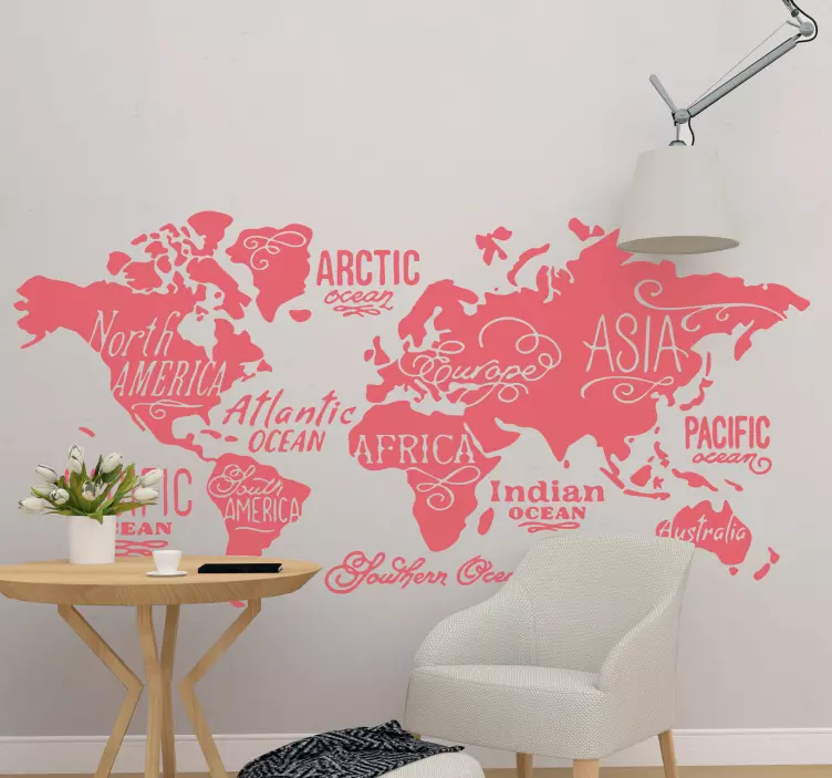 Wolrd map with details world map wall sticker - TenStickers