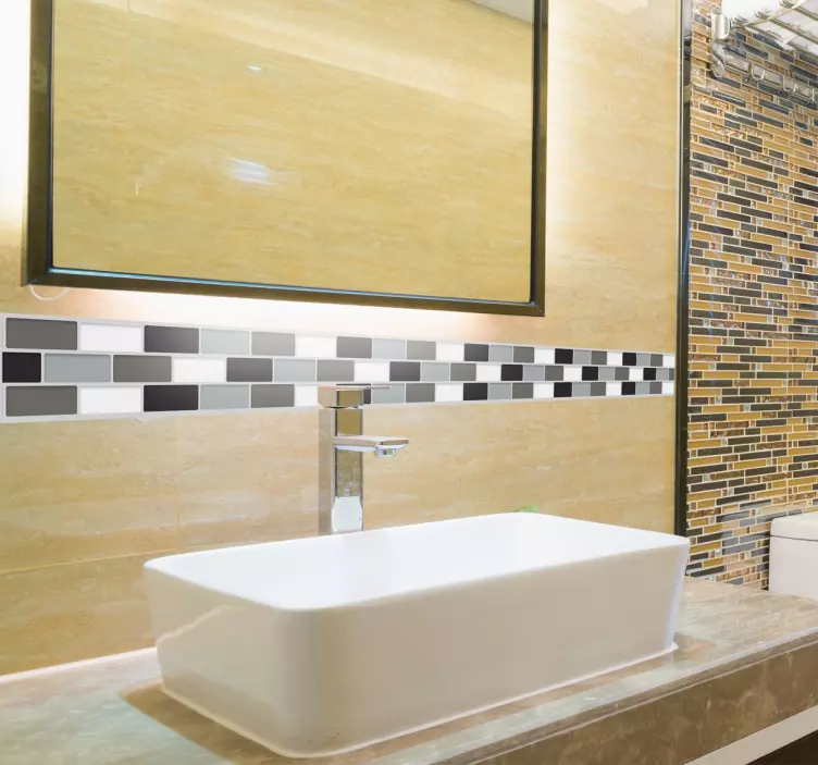 Grey Tones Tile Border Sticker - TenStickers