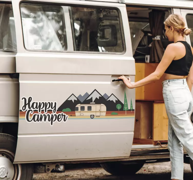 Happy Camper Vehicle Sticker - TenStickers