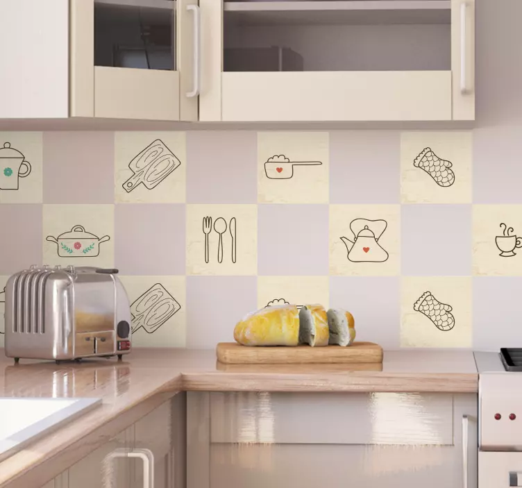 Kitchen Items border tile sticker - TenStickers
