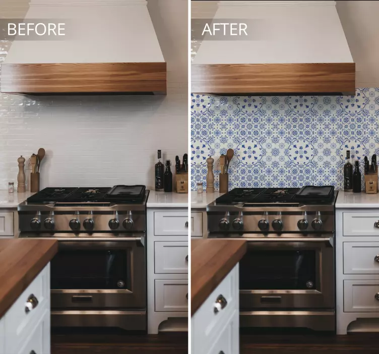 Vintage blue flower tile sticker - TenStickers