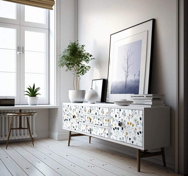 Minimalist Flowers furniture decal   - TenStickers