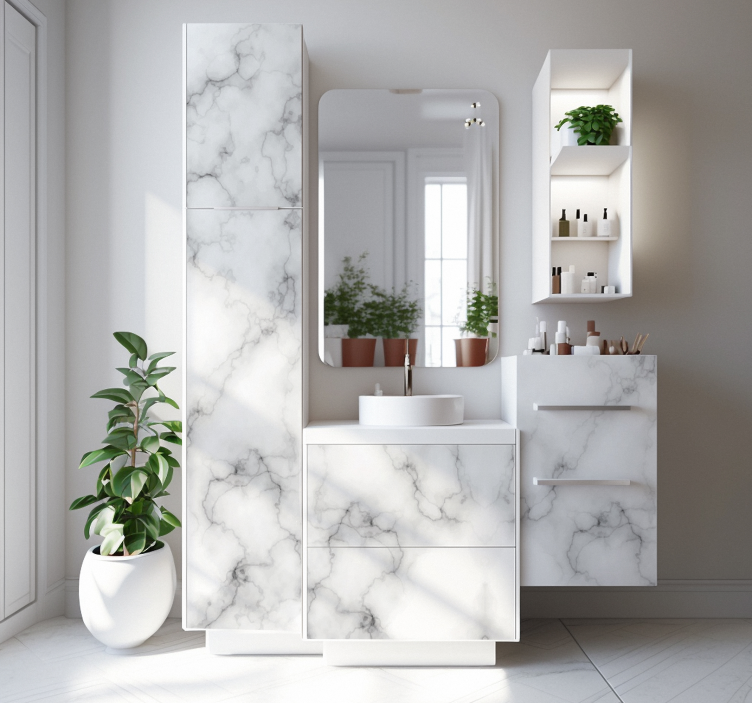 White Marble furniture decal   - TenStickers