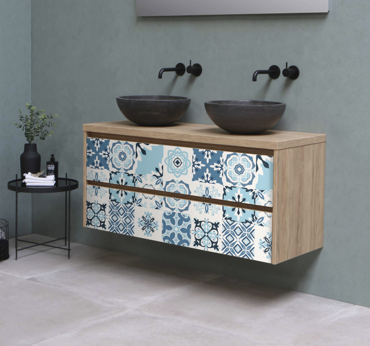 Blue Tiles furniture decal   - TenStickers