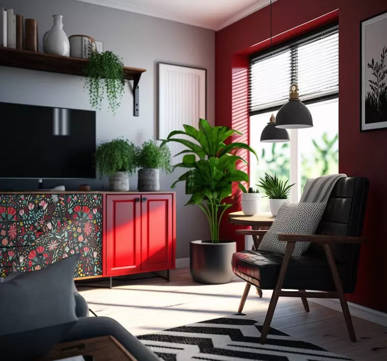 Multicolour flowers with hem furniture sticker - TenStickers