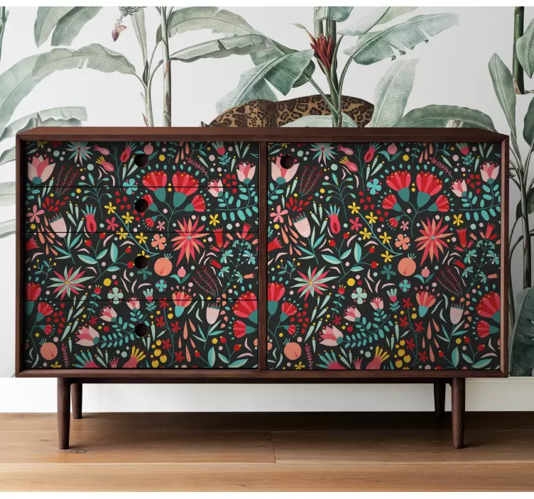 Multicolour flowers with hem furniture sticker - TenStickers