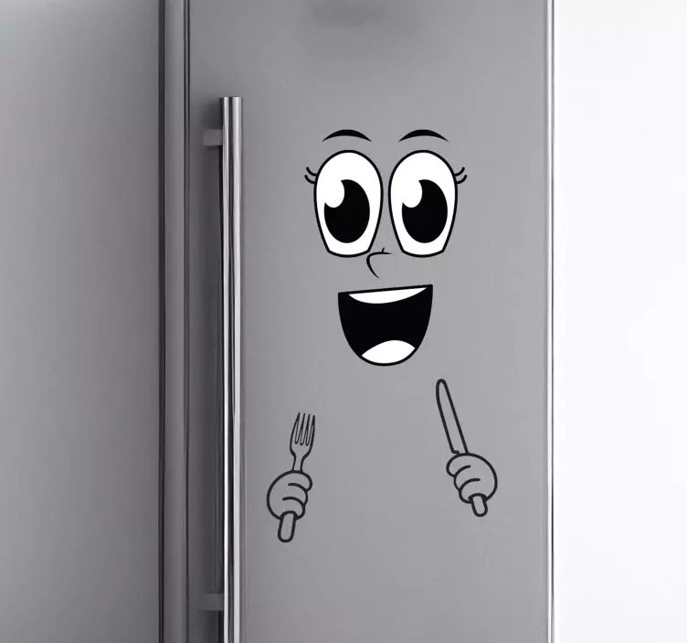 Smiley Face with Cutlery fridge sticker - TenStickers