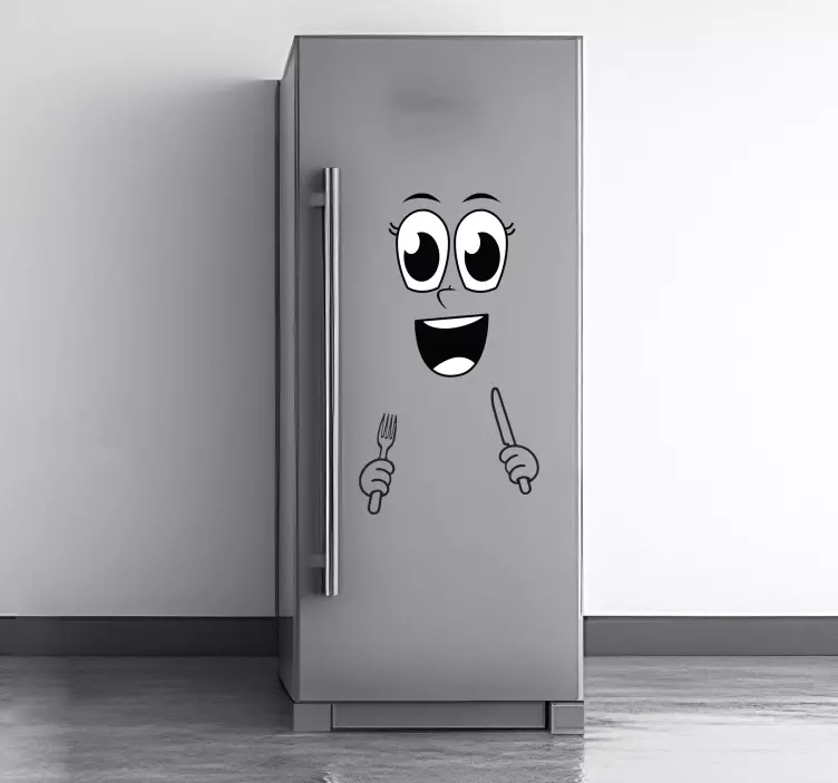 Smiley Face with Cutlery fridge sticker - TenStickers