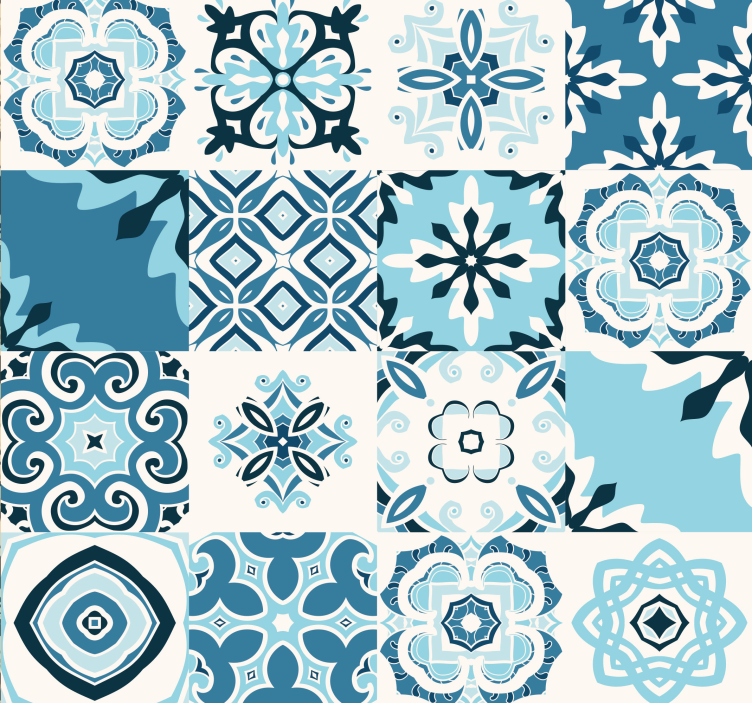 Blue Tiles furniture decal   - TenStickers