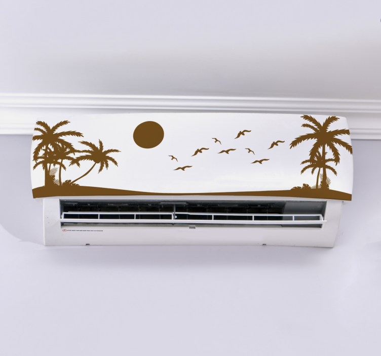  Beach with Birds tree air conditioning decal - TenStickers