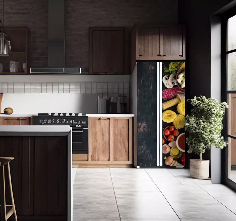 Vinyl Food on Wood fridge sticker - TenStickers