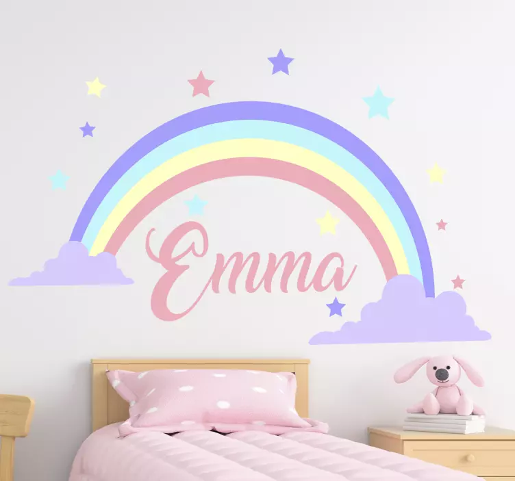 Customizable name rainbow wall sticker for kids - TenStickers