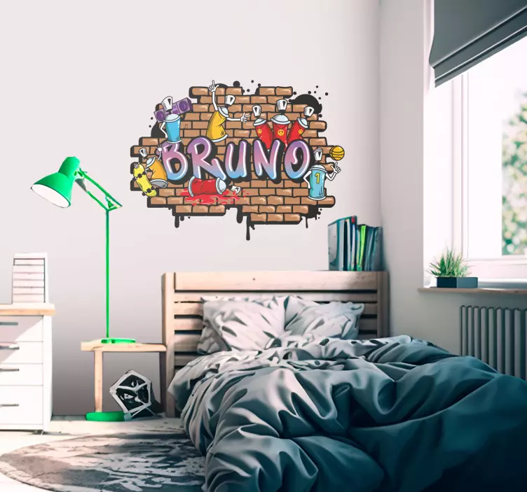 Graffiti on brick wall urban wall decal - TenStickers