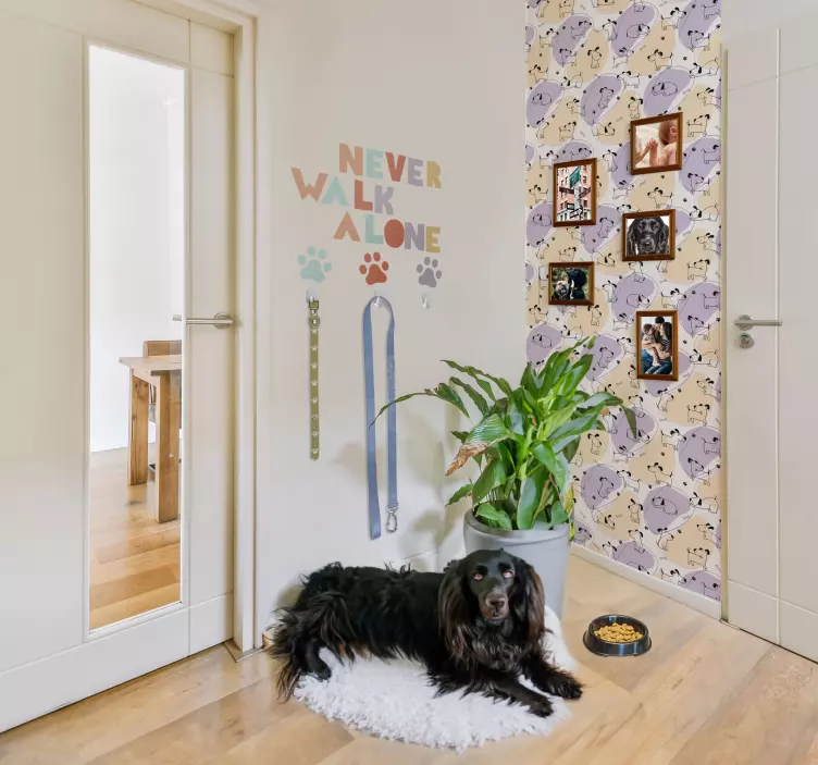Never walk alone dog leash wall sticker - TenStickers