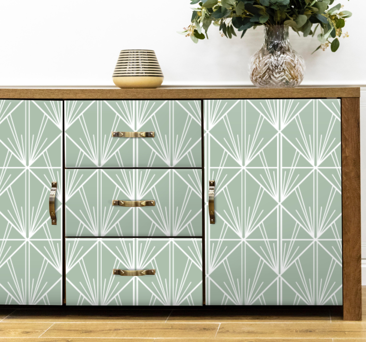 Modern green and white pattern furniture decal - TenStickers