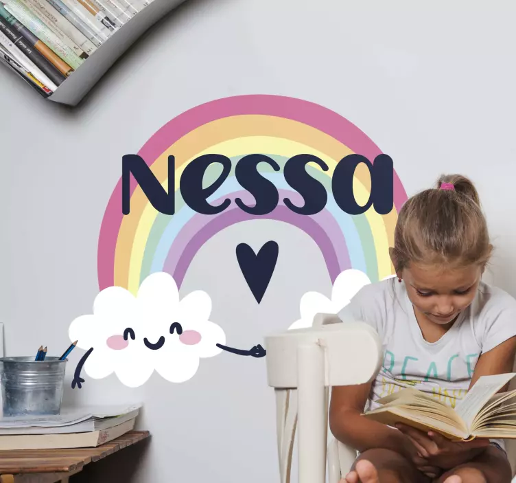 Personalised name in rainbow bedroom  Sticker - TenStickers