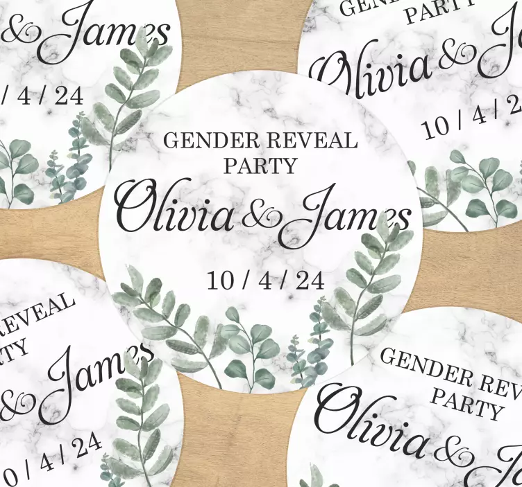 Gender reveal party marble custom sticker - TenStickers