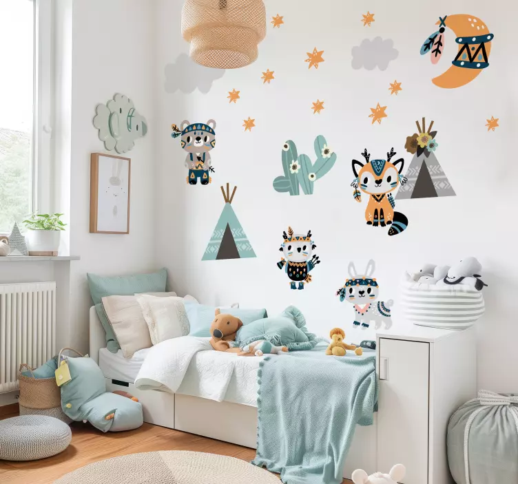 Indian style animals sticker illustration - TenStickers