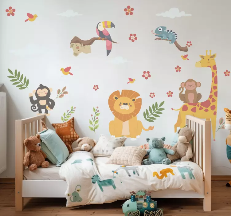 Happy jungle animals wall sticker - TenStickers
