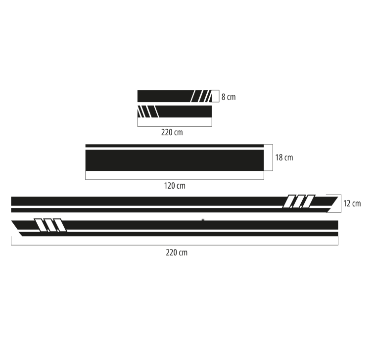 Set of graphic line stripes car sticker - TenStickers