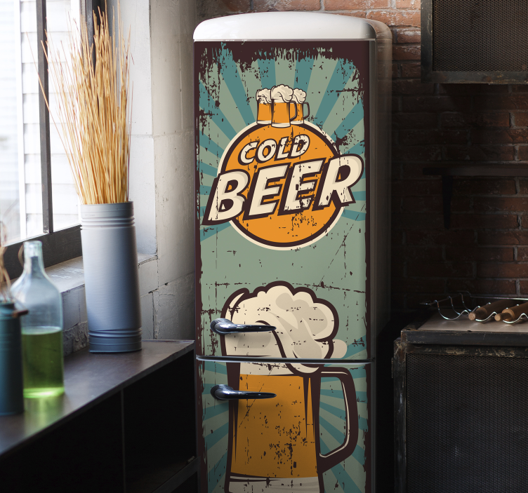 Beer mugs fridge vinyl decal - TenStickers