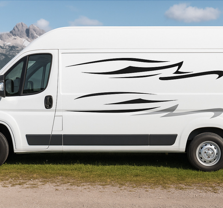 Abstract flowing gradient waves campervan decal - TenStickers