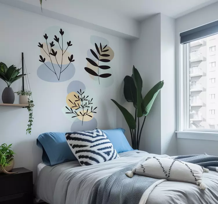 Abstract plants bedroom wall stickers - TenStickers