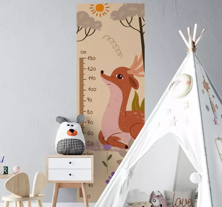 Adorable Deer Growth Chart height scale sticker - TenStickers